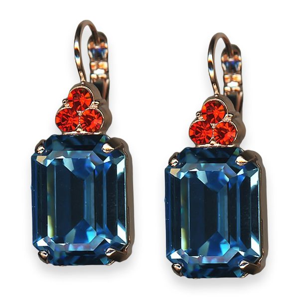 Mariana Earrings Tinsel Winter Wonderland Coll. Gorgeous Red & Lt Blue Austrian Crystals