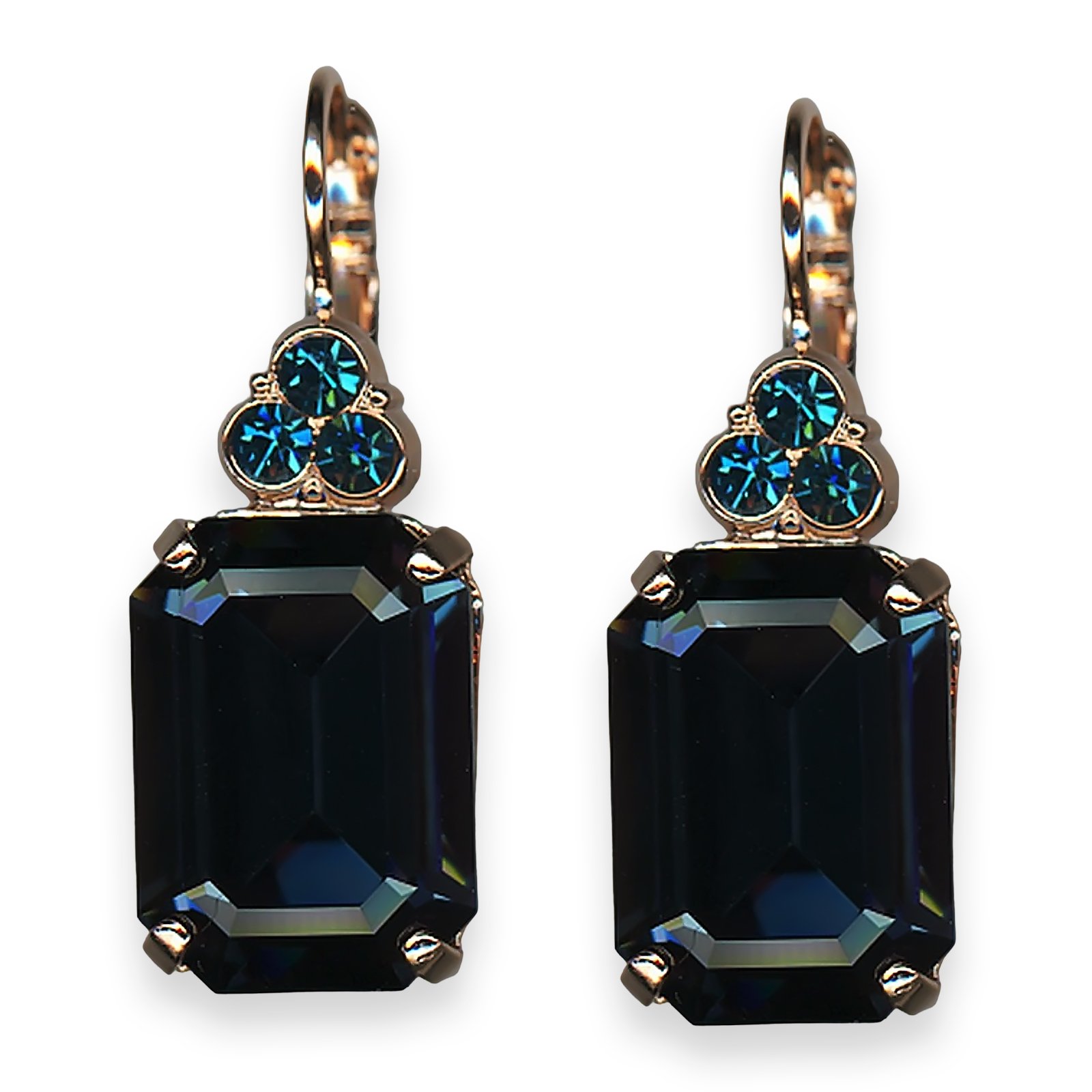 E-1225-1-1114-RG6 (1) Mariana Earrings Frost Winter Wonderland Coll. Sophisticated Montana Blue & Teal Austrian Crystals - Image 1