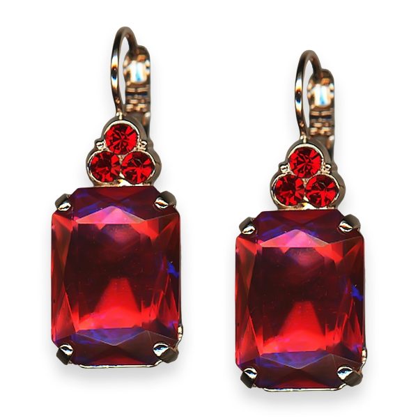Mariana Earrings Sorbet Delight Coll. Stunning Siam & Padparadscha Austrian Crystals