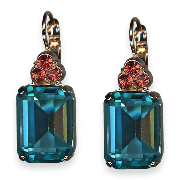 Mariana Earrings Romancing In Rio Coll. Gorgeous Aquamarine & Rose Austrian Crystals