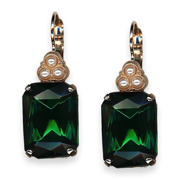 Earrings By Mariana Woman Exquisite Emerald and Pearl swarovski Crystals