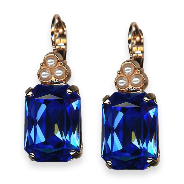 Mariana Earrings My Treasures Coll. Alluring Sapphire & Pearl Austrian Crystals
