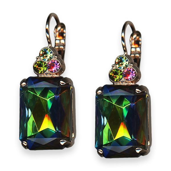 Mariana Earrings Tutti Frutti Coll. Shimmering Vitral Medium, Peridot, & Lt Rose Austrian Crystals