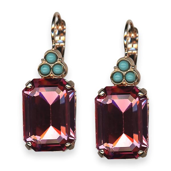 Mariana Earrings Poppy Coll. Lovely Rose & Turquoise Austrian Crystals
