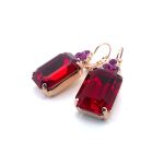 Earrings By Mariana Firefly Natures Coll. Fab Red & Fuchsia Austrian Crystals - Image 2
