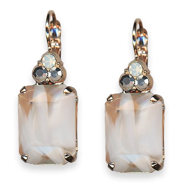 Earrings By Mariana Woman Elegant White Opal and Lt Chrome Swarovski Crystals