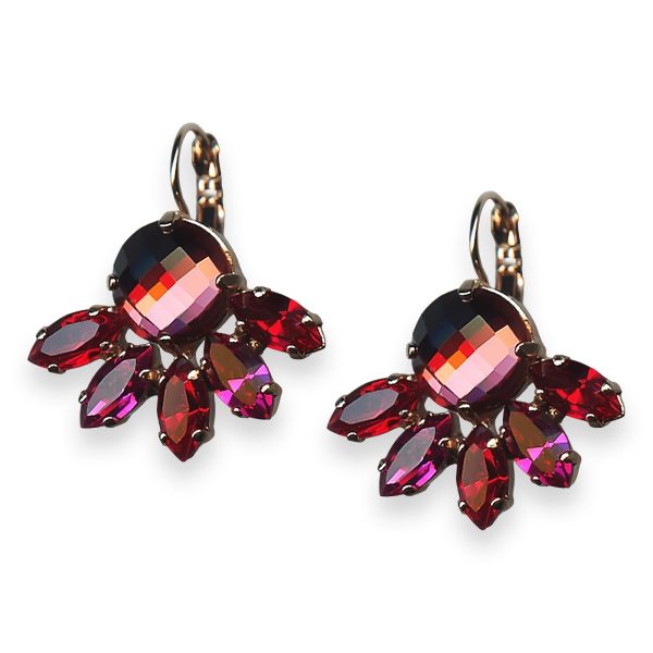 Earrings By Mariana Woman Beautiful Peach and Fuchsia Swarovski Crystals