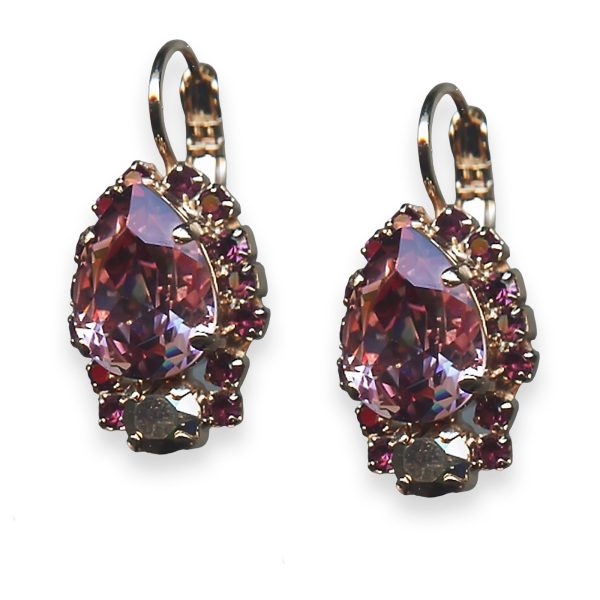 Mariana Earrings Bohemian Rhapsody Coll. Glamorous Lt Amethyst, Lt Rose, & Aurum Austrian Crystals