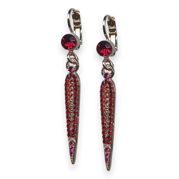 Mariana Earrings Firefly Coll. Fashionable Red, Rose Peach, & Fuchsia Austrian Crystals