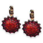 Earrings By Mariana Woman Floral Synthetic Opal Mineral and Ruby Swarovski Crystals - Image 3