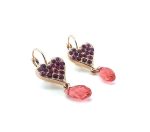 Earrings By Mariana Firefly Coll. Heart Dangling Red, Fuchsia, & Rose Peach Austrian Crystals - Image 2