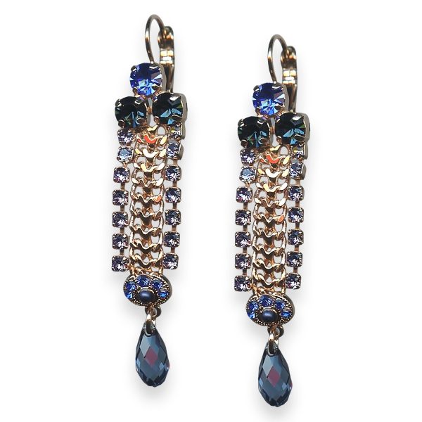 Mariana Earrings Electra Coll. Stunning Sapphire, Montana Blue, & Tanzanite Austrian Crystals