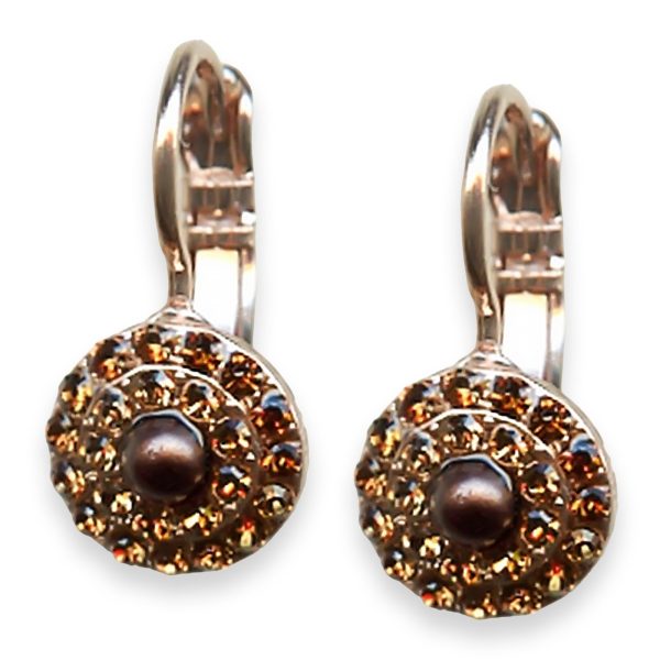 Earrings By Mariana Woman Charming Smoked Topaz and Chocolate Brown Swarovski Crystals