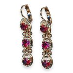 Mariana Earrings Firefly Coll. Triple Tier Red & Fuchsia Austrian Crystals - Image 2