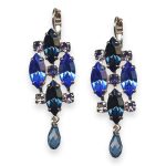 Mariana Earrings Electra Coll. Chandelier Sapphire, Montana Blue, & Tanzanite Austrian Crystals - Image 2