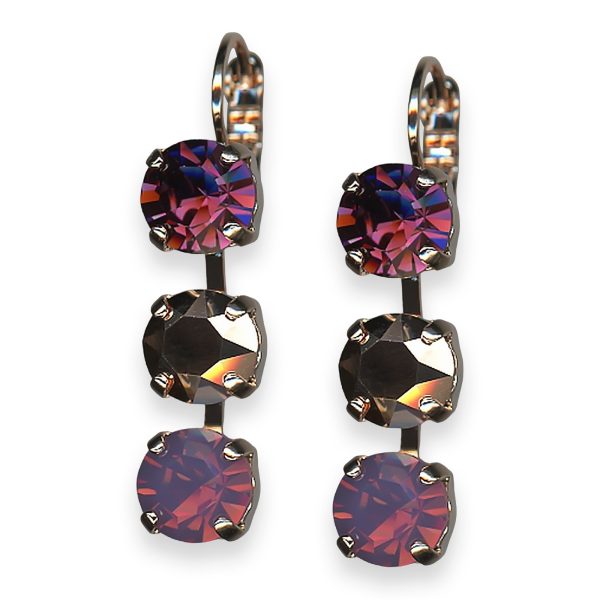 Mariana Earrings Bohemian Rhapsody Coll. Simply Elegant Amethyst, Aurum, & Cyclamen Opal Austrian Crystals
