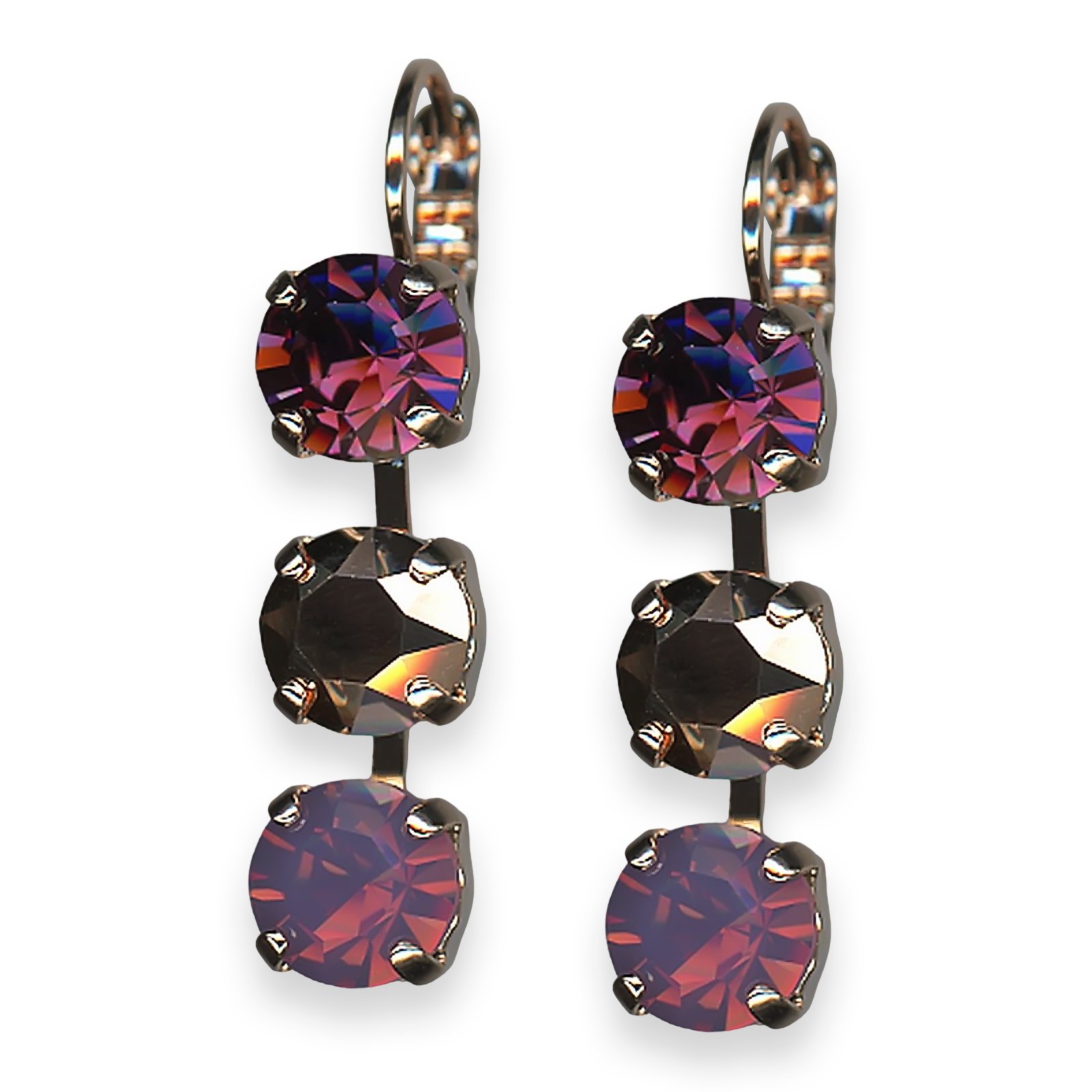 E-1440-1-1072-RG6 (1) Mariana Earrings Bohemian Rhapsody Coll. Simply Elegant Amethyst, Aurum, & Cyclamen Opal Austrian Crystals - Image 1