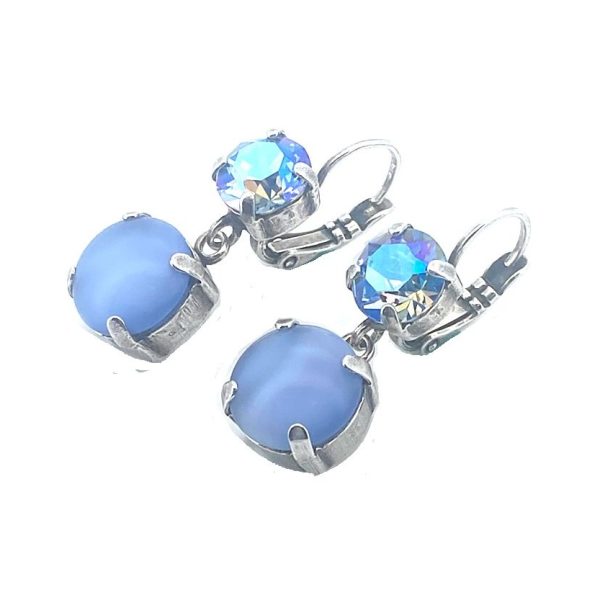 Earrings By Mariana Cocktail Hour Coll. Shimmering AB and Frosted Blue Swarovski Crystals