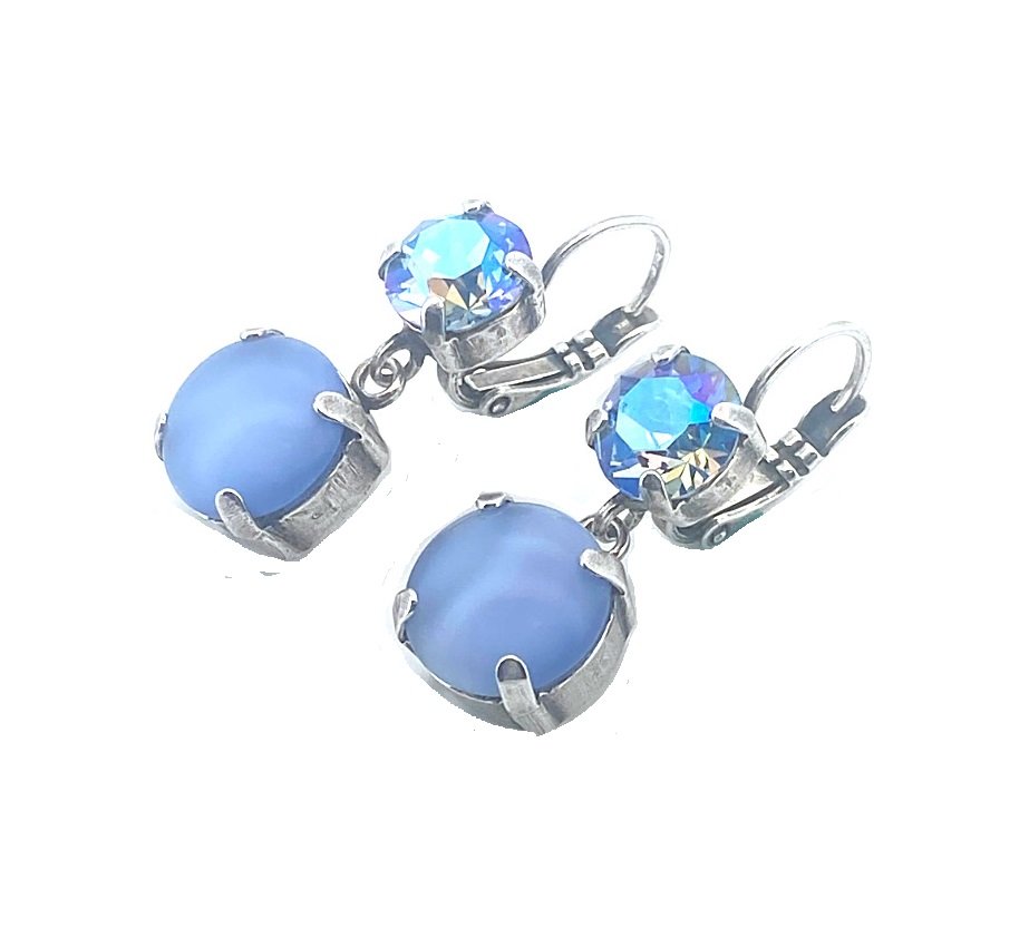 E-1440-2-1343-SP6 (3) Earrings By Mariana Cocktail Hour Coll. Shimmering AB and Frosted Blue Swarovski Crystals - Image 1