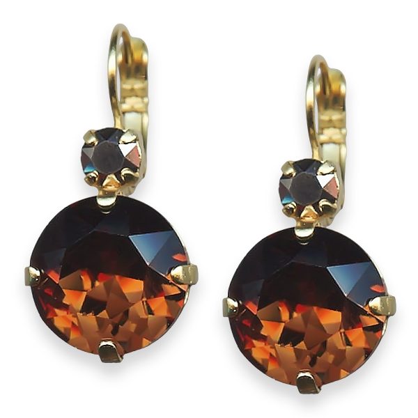 Mariana Earrings Dancing in the Moonlight Coll. Gorgeous Smoked Topaz & Aurum Austrian Crystals