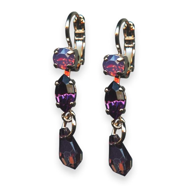 Mariana Earrings Bohemian Rhapsody Coll. Gorgeous Cyclamen Opal & Amethyst Austrian Crystals
