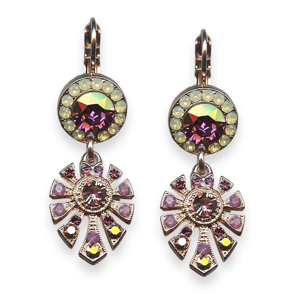 Mariana Earrings Bohemian Rhapsody Coll. Sophisticated Amethyst, Sand Opal, Cyclamen Opal, & Aurum Austrian Crystals
