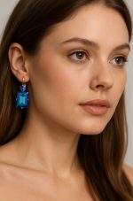 Earrings By Mariana Woman Bermuda Blue and Sapphire Swarovski Crystals - Image 3