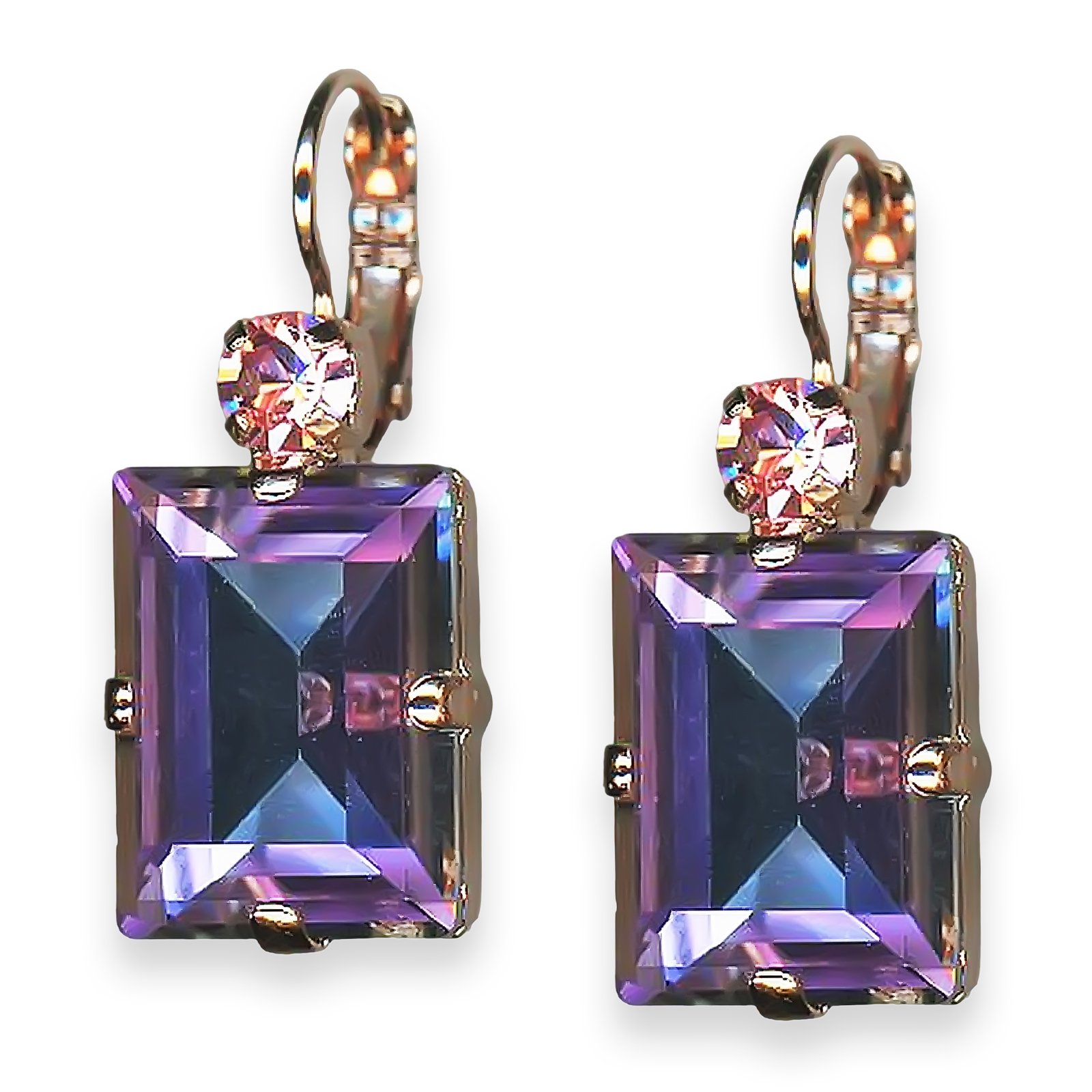 E-1529-0-2231VL-RG6 (1) Mariana Earrings My Treasures Coll. Alluring Vitral Light & Lt Rose Austrian Crystals - Image 1