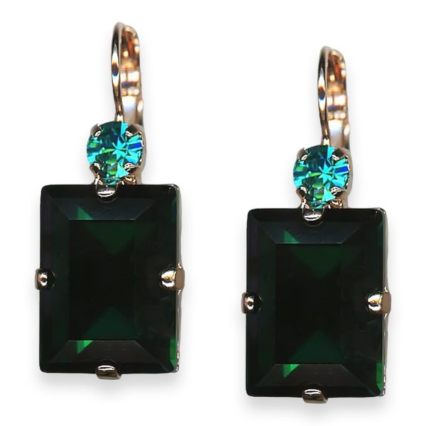 Mariana Earrings My Treasures Coll. Elegant Emerald & Blue Zircon Austrian Crystals