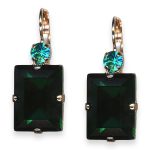 Mariana Earrings My Treasures Coll. Elegant Emerald & Blue Zircon Austrian Crystals - Image 3