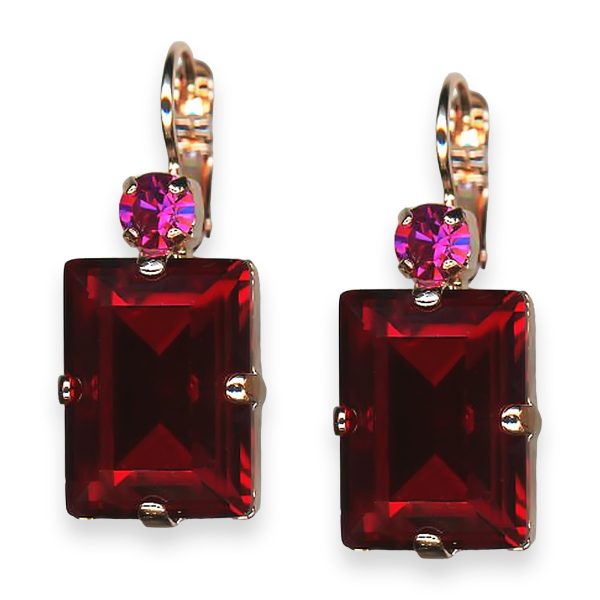 Mariana Earrings My Treasures Coll. Stunning Ruby & Fuchsia Austrian Crystals