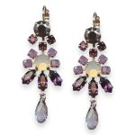 Mariana Earrings Bohemian Rhapsody Coll. Chandelier Amethyst, Sand Opal, Lt Amethyst, Cyclamen Opal, & Aurum Austrian Crystals - Image 2