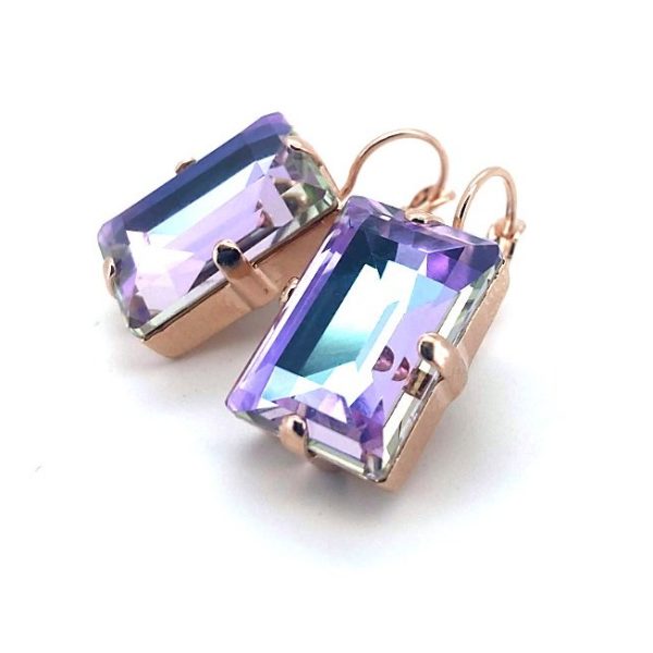 Earrings By Mariana Woman Beautiful Emerald-cut Vitral Light Swarovski Crystals