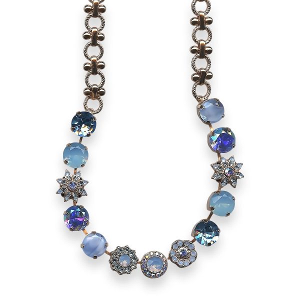 Mariana Necklace Periwinkle Cocktail Hour Coll. Fab Aqua Blue, AB, Pale Blue, & Frosted Blue Austrian Crystals