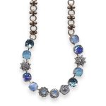 Mariana Necklace Periwinkle Cocktail Hour Coll. Fab Aqua Blue, AB, Pale Blue, & Frosted Blue Austrian Crystals - Image 3