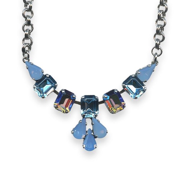 Mariana Necklace Periwinkle Cocktail Hour Coll. Elegant Aqua Blue, Frosted Blue, & AB Austrian Crystals
