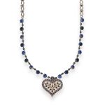 Necklace By Mariana Woman Heart Encrusted Sapphire and Montana Blue Swarovski Crystals - Image 3