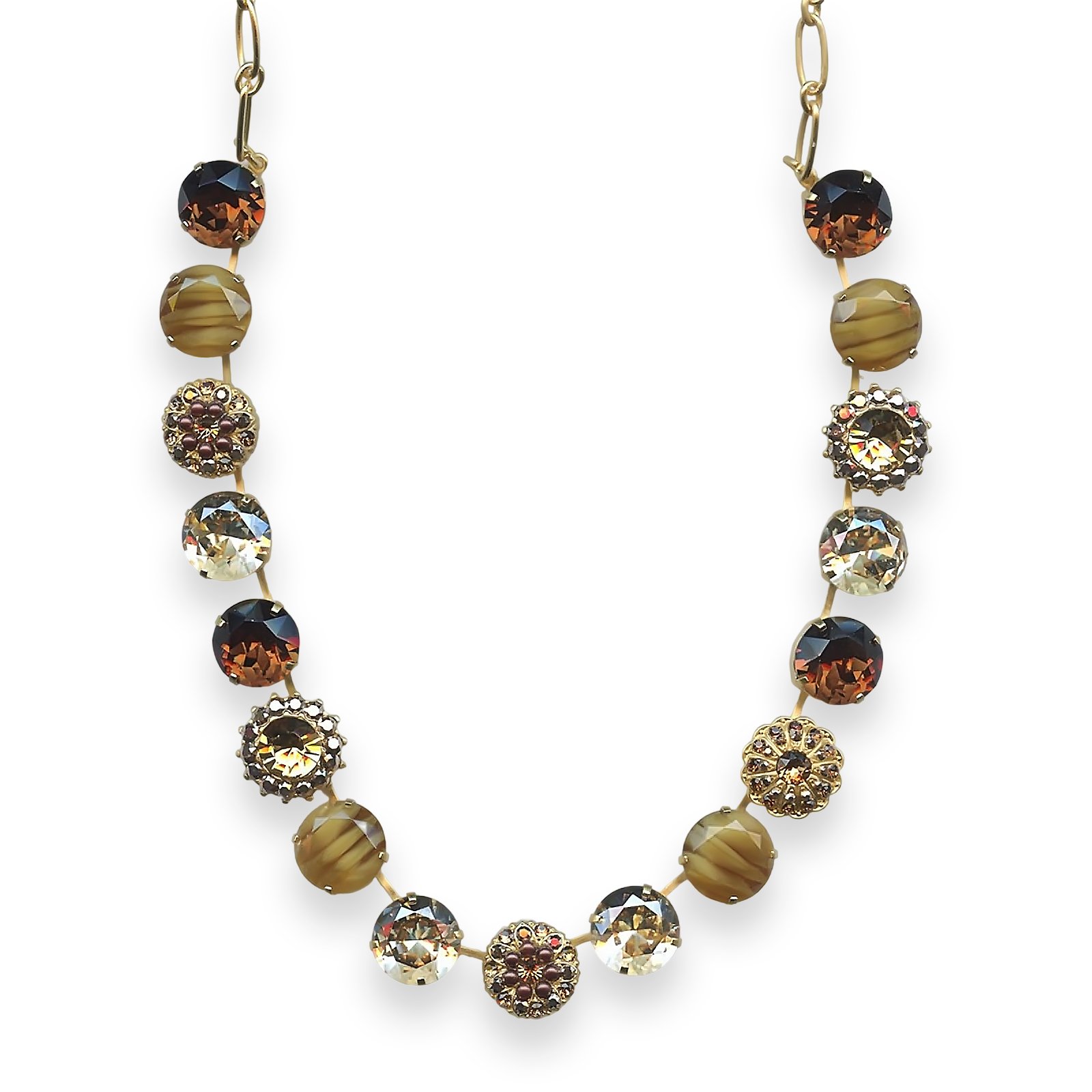 N-3195-1013-RG (1) Mariana Necklace Dancing in the Moonlight Coll. Gorgeous Smoked Topaz, Lt Colorado Topaz, Chocolate Brown, & Aurum Austrian Crystals - Image 1