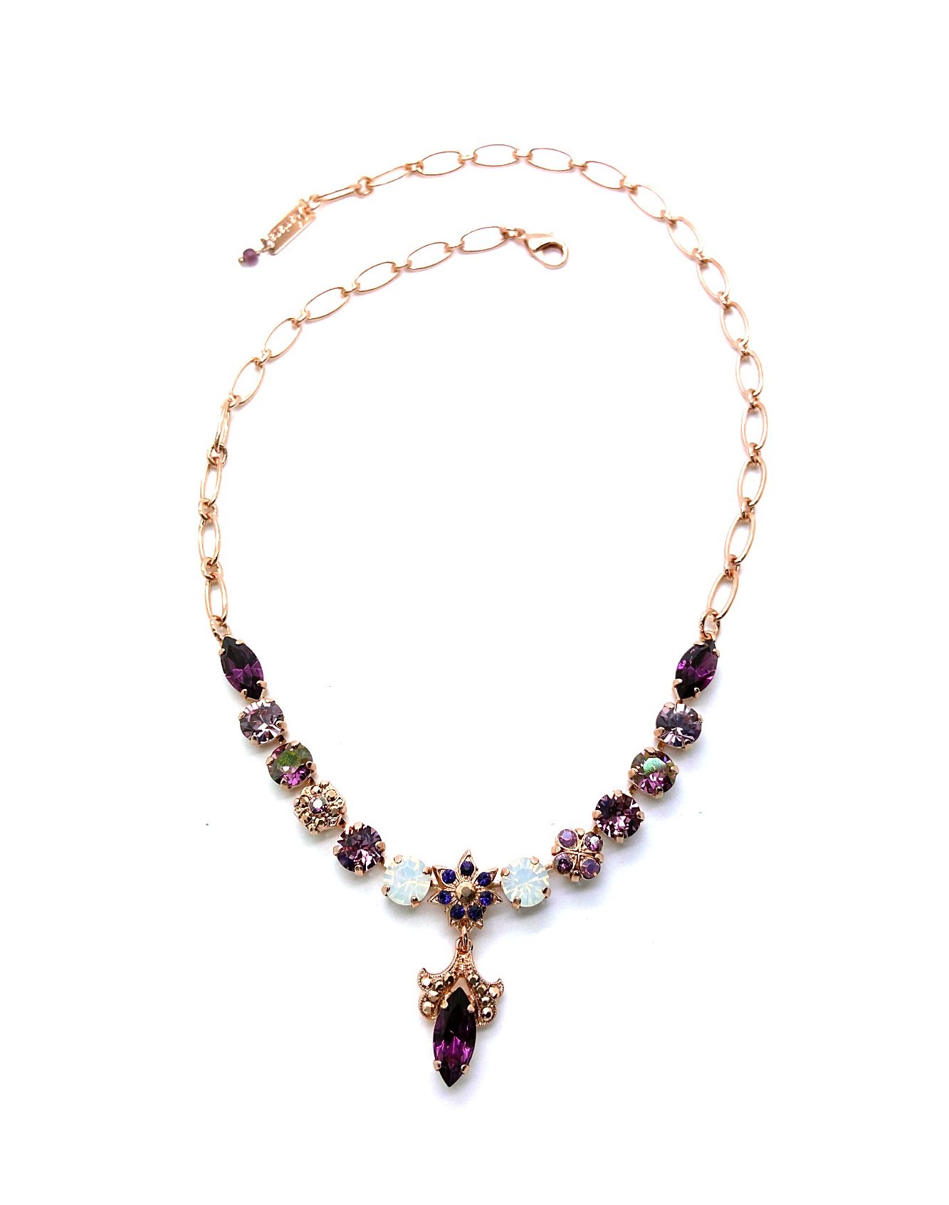N-3252-2-1072-RG (1) Necklace By Mariana Bohemian Rhapsody Coll. Amethyst and Rose Swarovski Crystals - Image 1