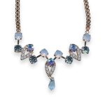 Mariana Necklace Periwinkle Cocktail Hour Coll. Fashionable Aqua Blue, Frosted Blue, & AB Austrian Crystals - Image 2