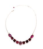 Necklace By Mariana Woman Glamorous Red, Rose Peach and Fuchsia Swarovski Crystals