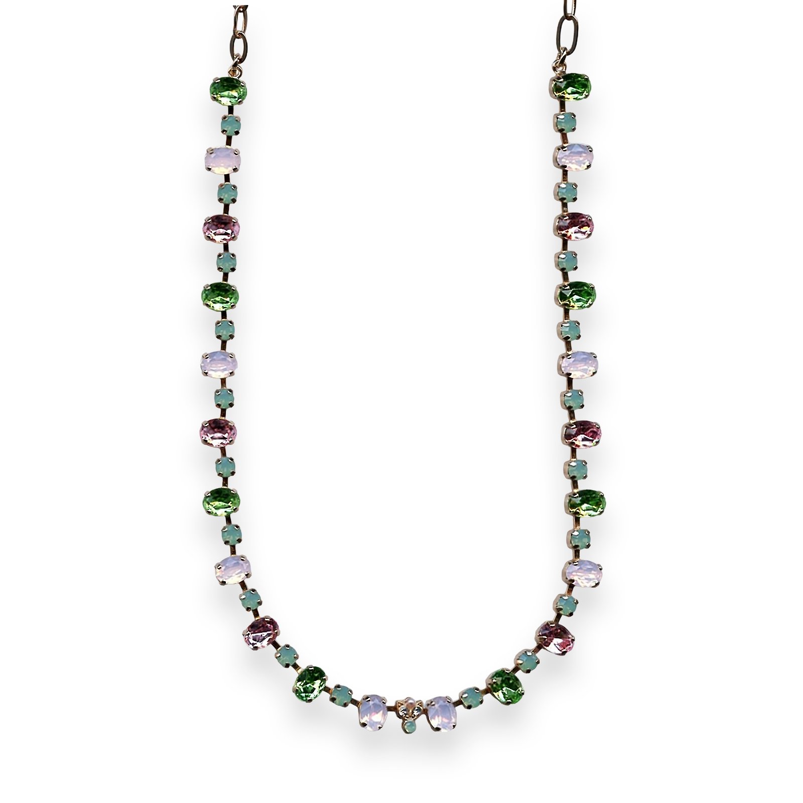 N-3508-1-1028-RG (1) Necklace by Mariana Eternity Coll. Lovely Rose Opal, Peridot, Chrysolite Opal, & Lt Rose Austrian Crystals - Image 1
