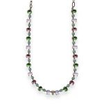 Necklace by Mariana Eternity Coll. Lovely Rose Opal, Peridot, Chrysolite Opal, & Lt Rose Austrian Crystals - Image 2