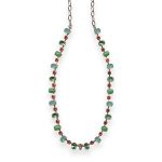 Necklace by Mariana Lotus Coll. Charming Apple Green, Peridot, Chrysolite Opal, & Padparadscha Austrian Crystals - Image 3