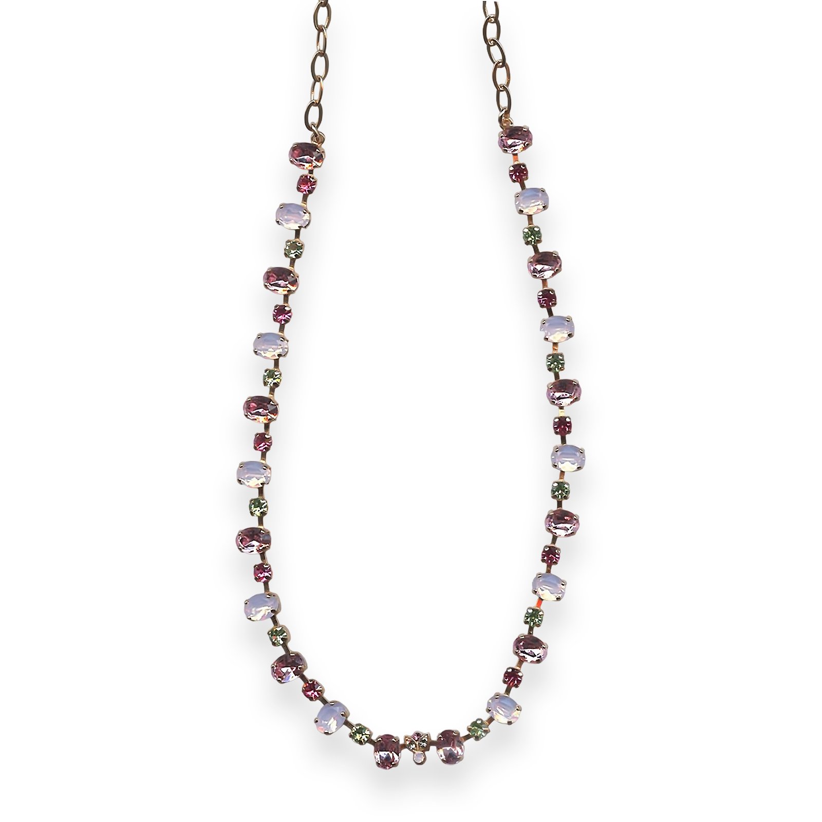 N-3508-1-13400-RG (1) Necklace by Mariana My Treasures Coll. Lovely Lt Rose, Chrysolite, & Rose Opal Austrian Crystals - Image 1