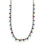 Necklace by Mariana Cuba Coll. Sassy Peridot, Violet, Aquamarine, Yellow, & Fuchsia Austrian Crystals - Image 3