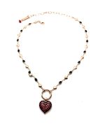 Necklace Pendant By Mariana Woman Heart Shaped Red, Fuchsia and Rose Peach Swarovski Crystals - Image 3