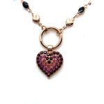 Necklace Pendant By Mariana Woman Heart Shaped Red, Fuchsia and Rose Peach Swarovski Crystals - Image 2