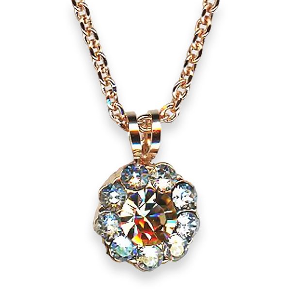 Mariana Necklace Pendant Dancing in the Moonlight Coll. Dainty Floral Smoked Topaz & Moonlight Austrian Crystals