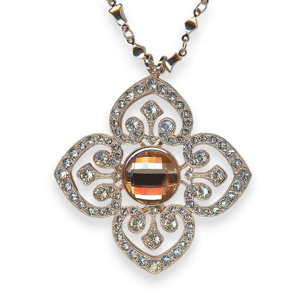 Mariana Necklace Pendant Dancing in the Moonlight Coll. Glamorous Smoked Topaz & Moonlight Austrian Crystals